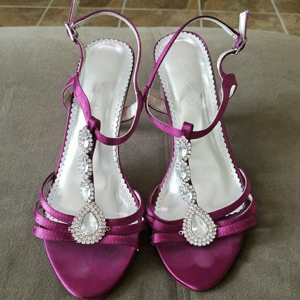 Satin & rhinestone heels