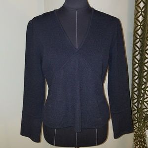St John BASICS Santana Knit V Neck Sweater Sz M