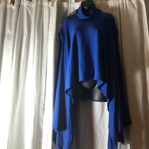 BCBG MaxAzria royal blue poncho drapery top s