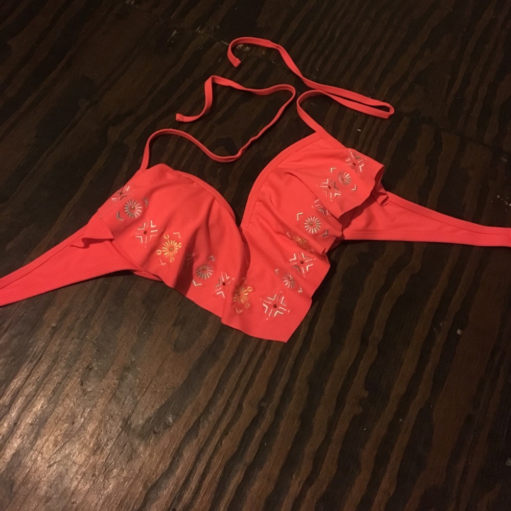 Coral Bikini Top with Removable Padding