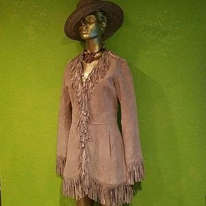 Neiman Marcus 100% Leather/Suede Fringe Jacket M