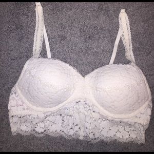White lace PINK push up bra