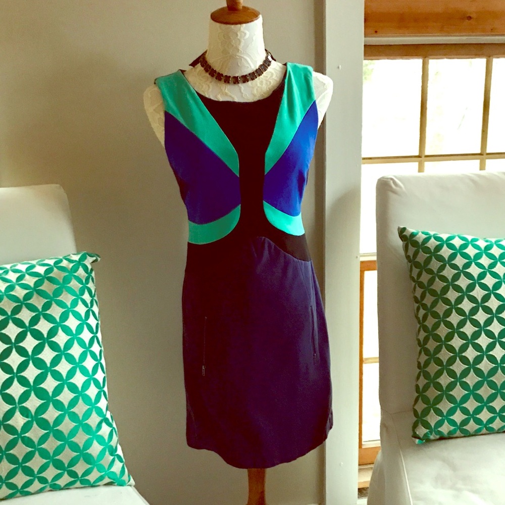 Tracy Reese Color Block Bodycon Sheath Dress Size2