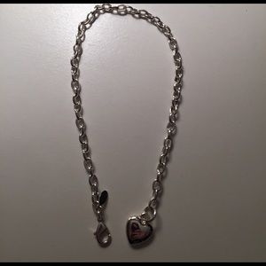 Silver Heart Charm Anklet