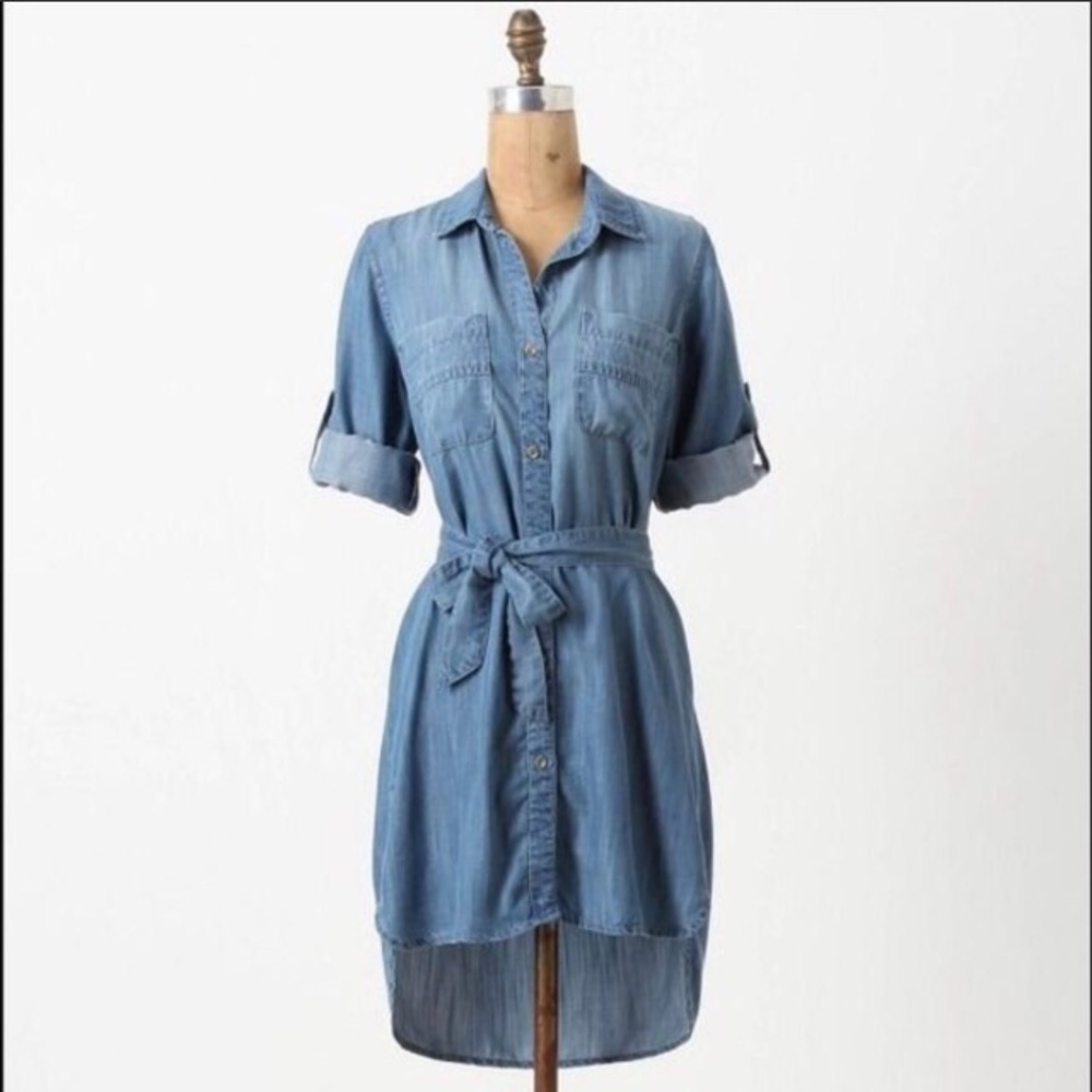 Anthropologie Bella Dahl Tencil Denim Shirt Dress
