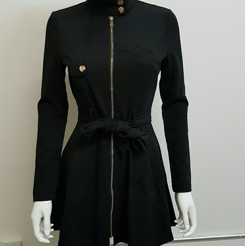 Women Zip up Front Tie Jacket