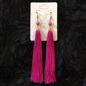 Hot Pink Tassel Earrings