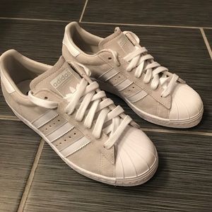 Women's Adidas gray suede original Superstars
