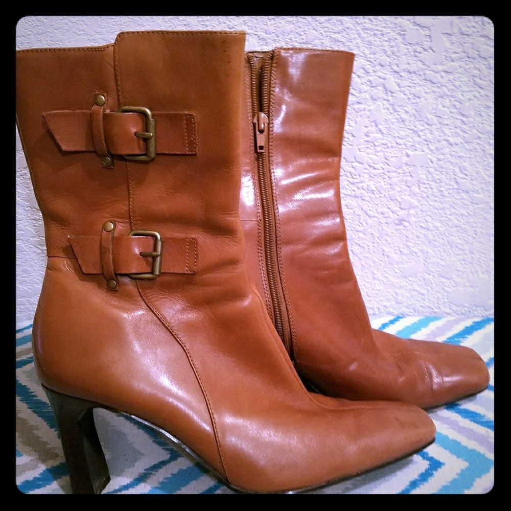 Nice Leather 'Bandolino' Chestnut Mid-calf boots