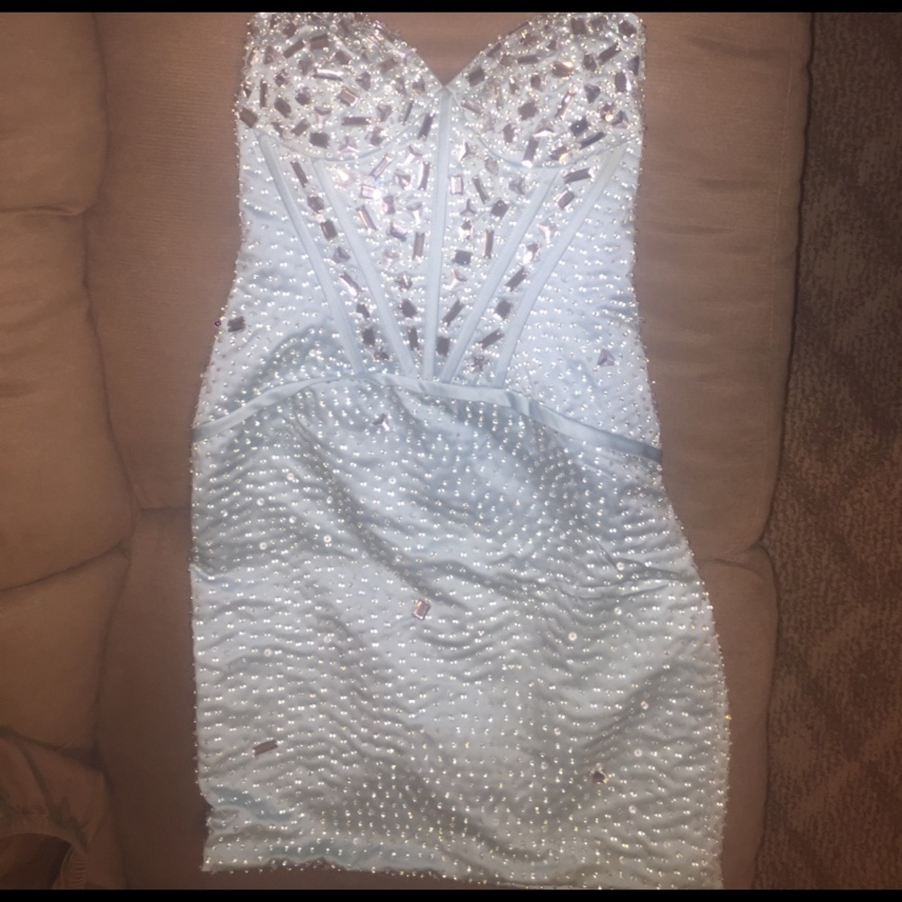 Blue rhinestone dress