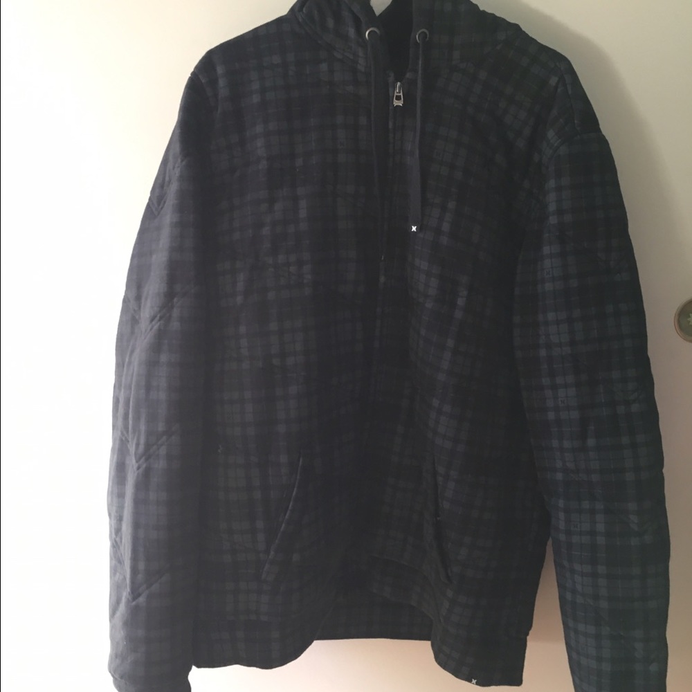 Men's Dark Gray/Black Plaid Hurley Full-Zip Hoodie