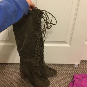 Olive green lace up boots
