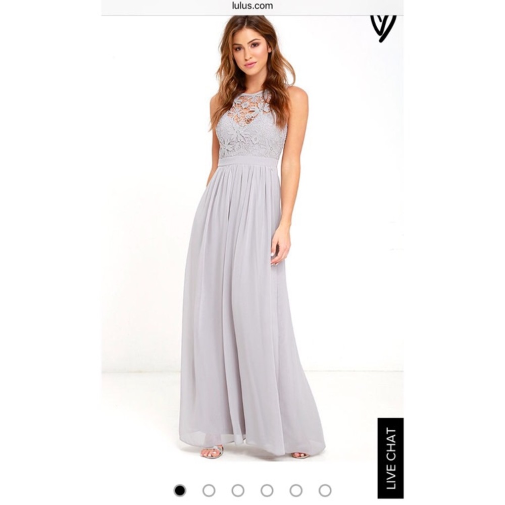 Grey gray lace maxi dress