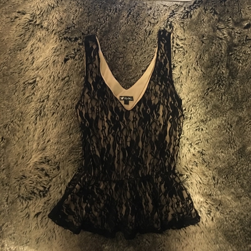 Black lace peplum top