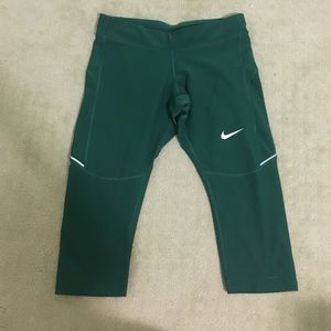 Green Nike Dri-Fit running Capri