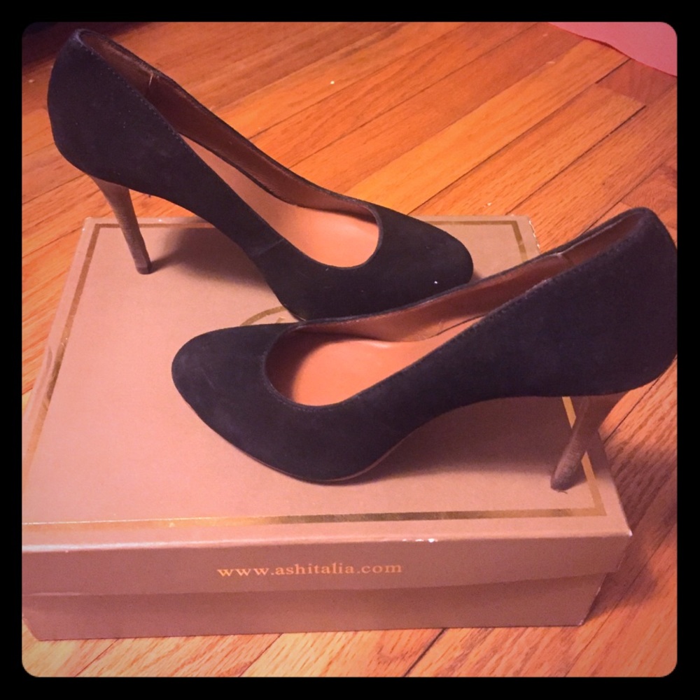 ASH Black suede platform pumps