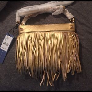 NWT Rebecca Minkoff gold fringe crossbody