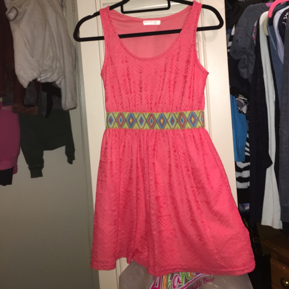 Coral lace dress