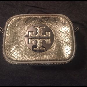 Tory Burch silver cosmetic case