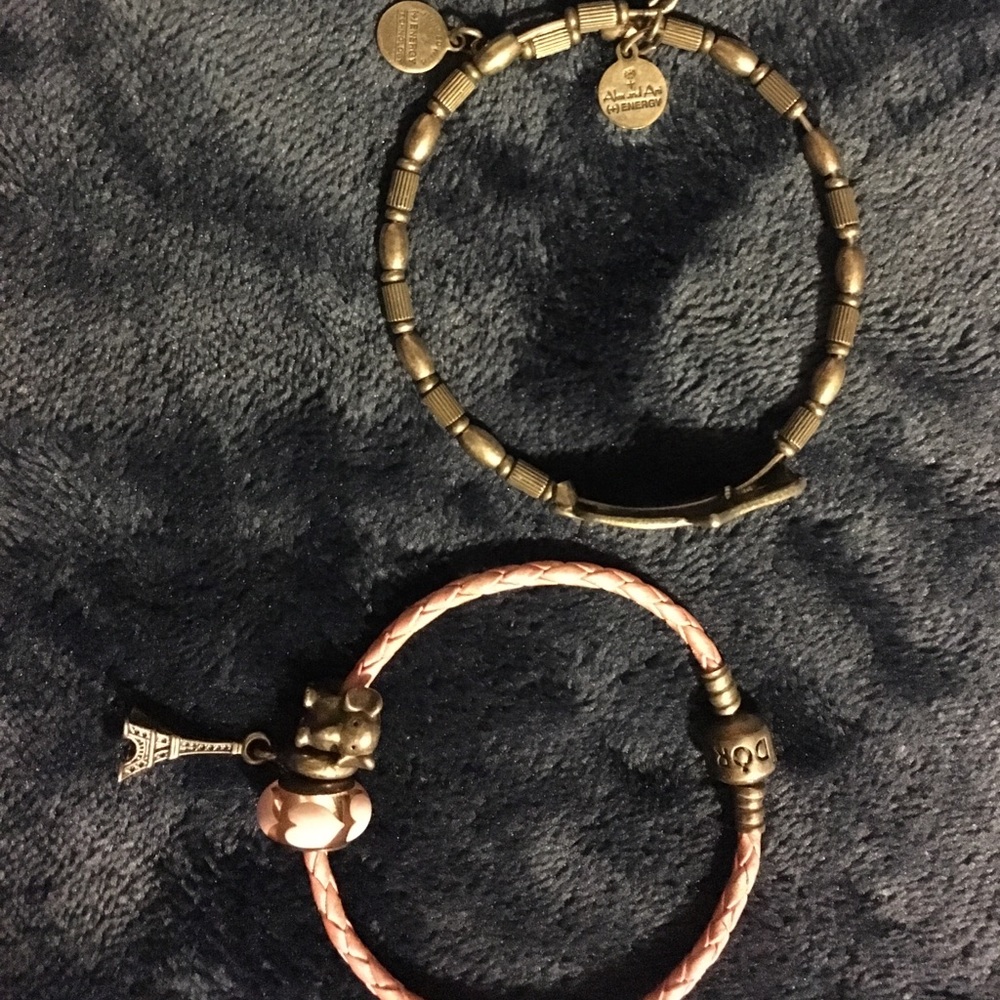 Genuine Alex and Ani/ pinkleather pandora bracelet
