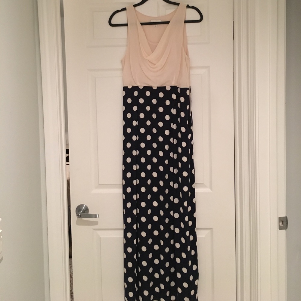 Anthro polka dot floor length dress
