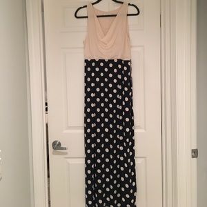 Anthro polka dot floor length dress