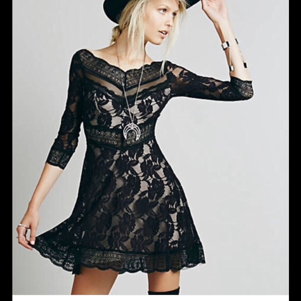 Free People Dark Navy Lace Dress