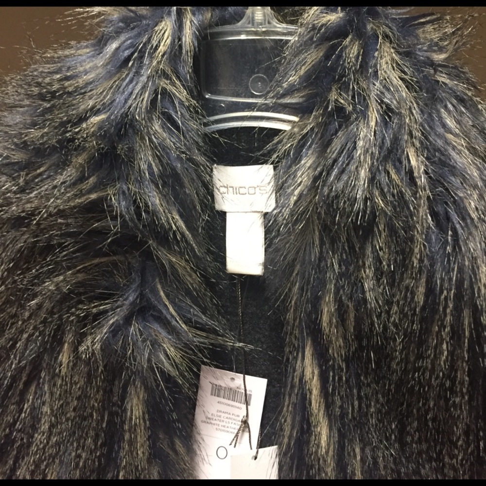 Chico dark grey cardigan with fur color Size0/4-6