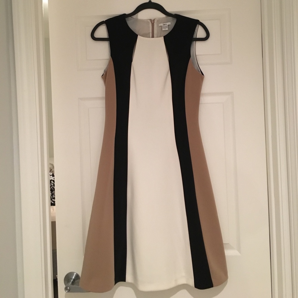 Cream/black/white A-line dress
