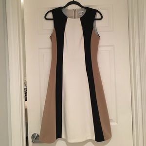 Cream/black/white A-line dress