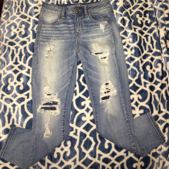 American Eagle Outfitters Denim - Ripped hi-rise cropped jeans