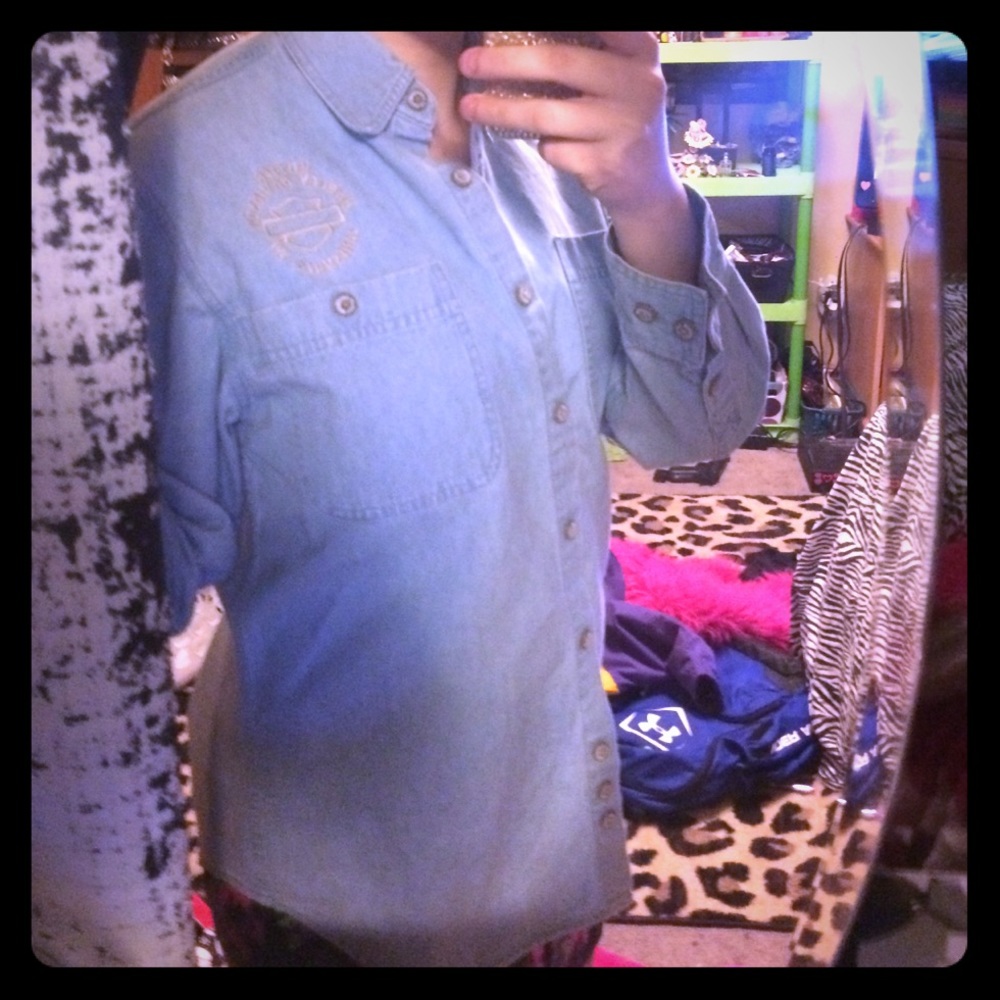 Harley Davidson jean long sleeve button up