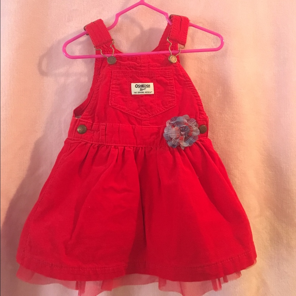Red overall dress