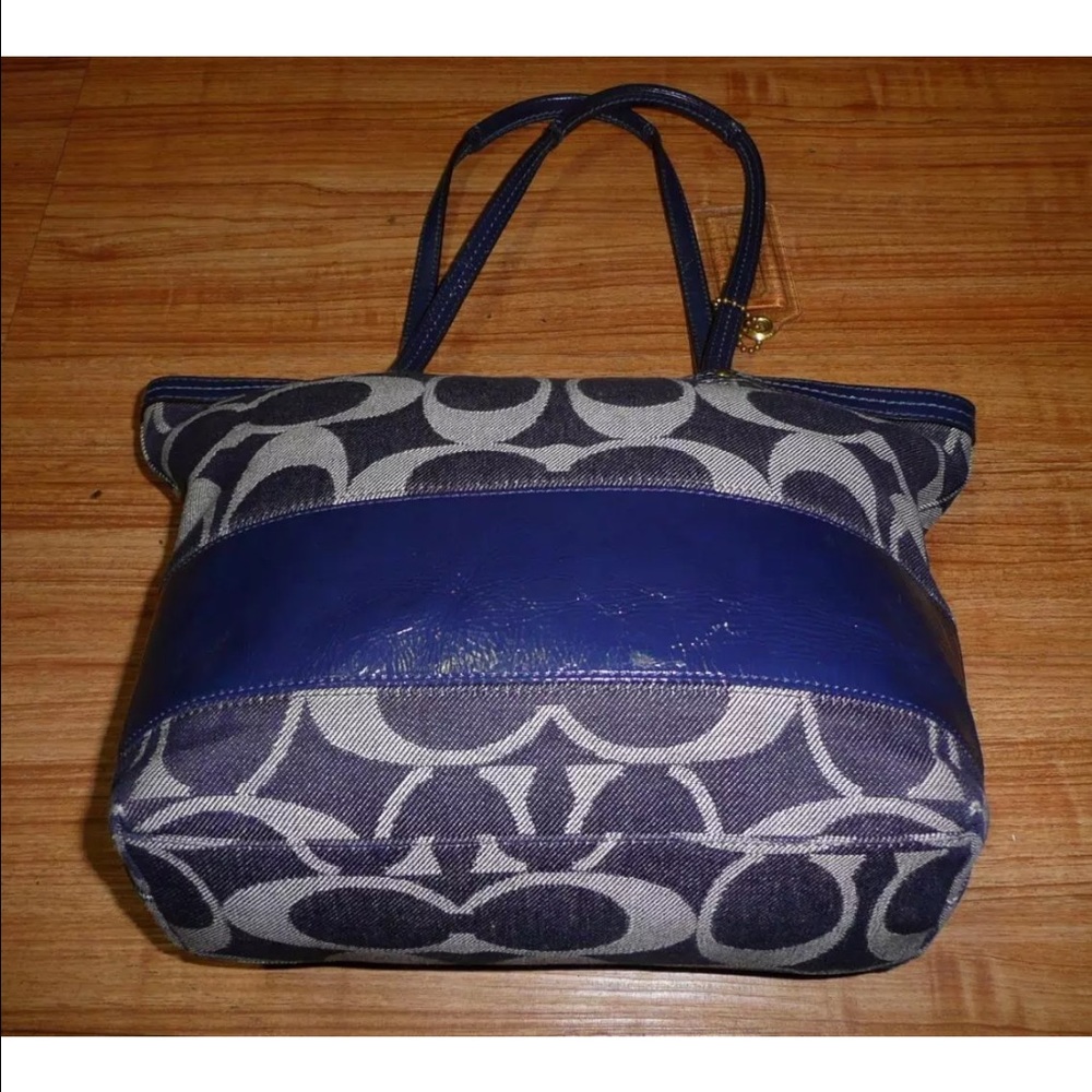 Coach Denim Blue signature tote code 12546