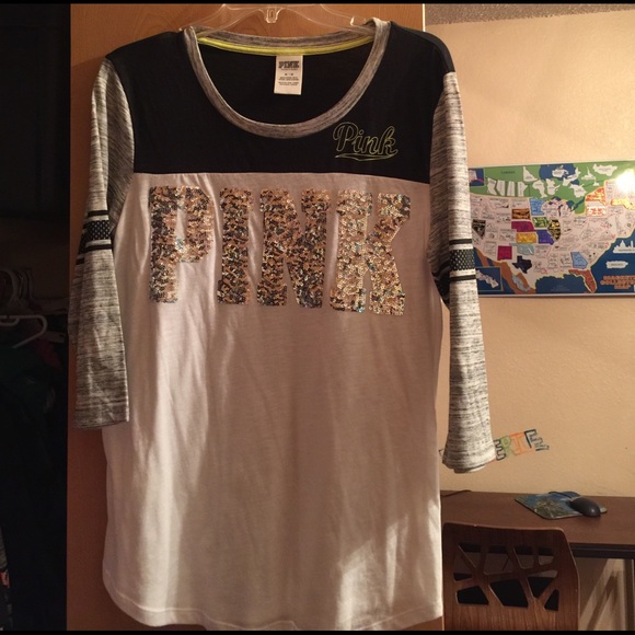 VS pink sequin baseball tee - Picture 1 of 2