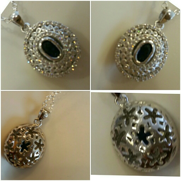 Natural 2ct Blue Sapphire Diamond Pendant Necklace 14k White  Genuine 2ct Blue & White Sapphire Pendant