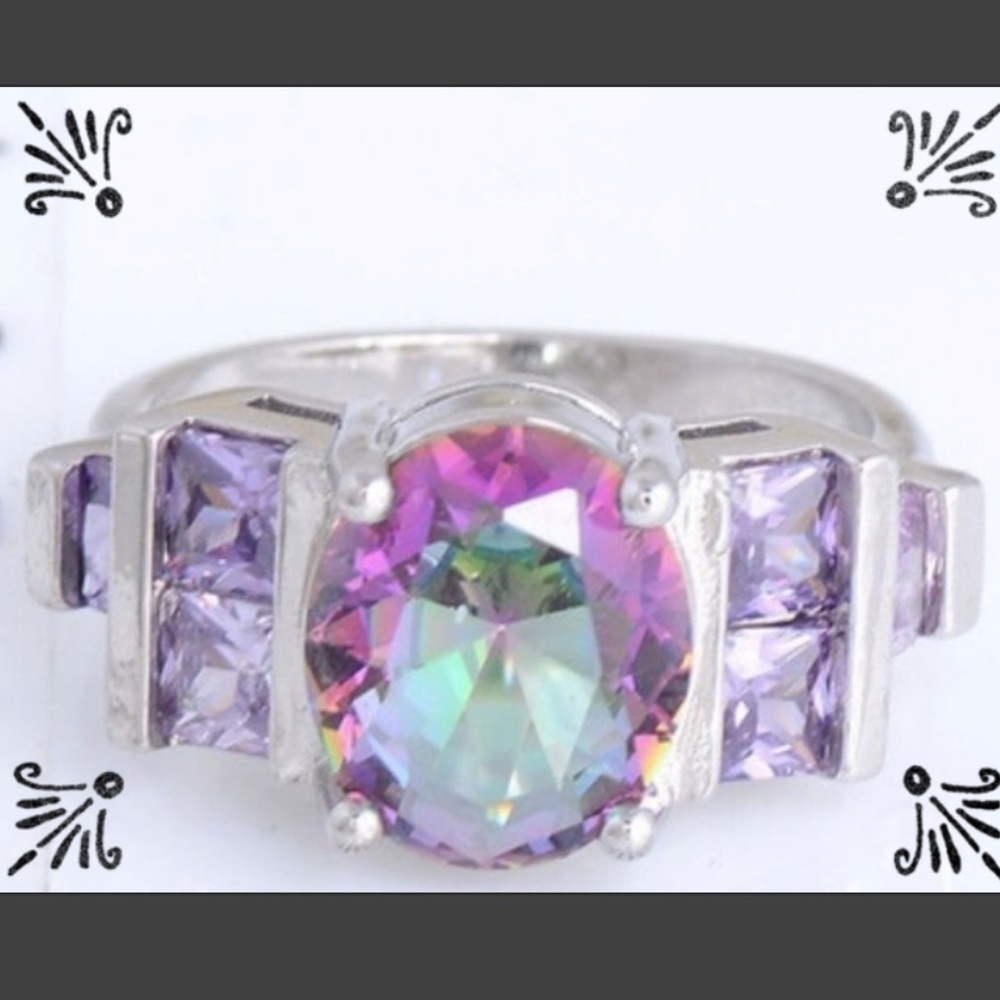 💧Sterling Silver Multi Purple Stone Ring💧