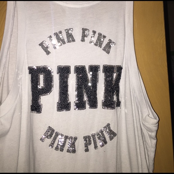 VS pink white sequin tank top - Picture 3 of 3