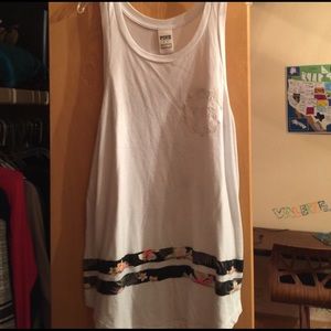 VS pink white sequin tank top
