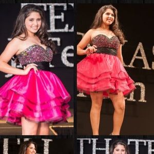 Pink party dress with multicolor diamonds