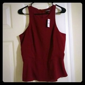 Express red peplum top