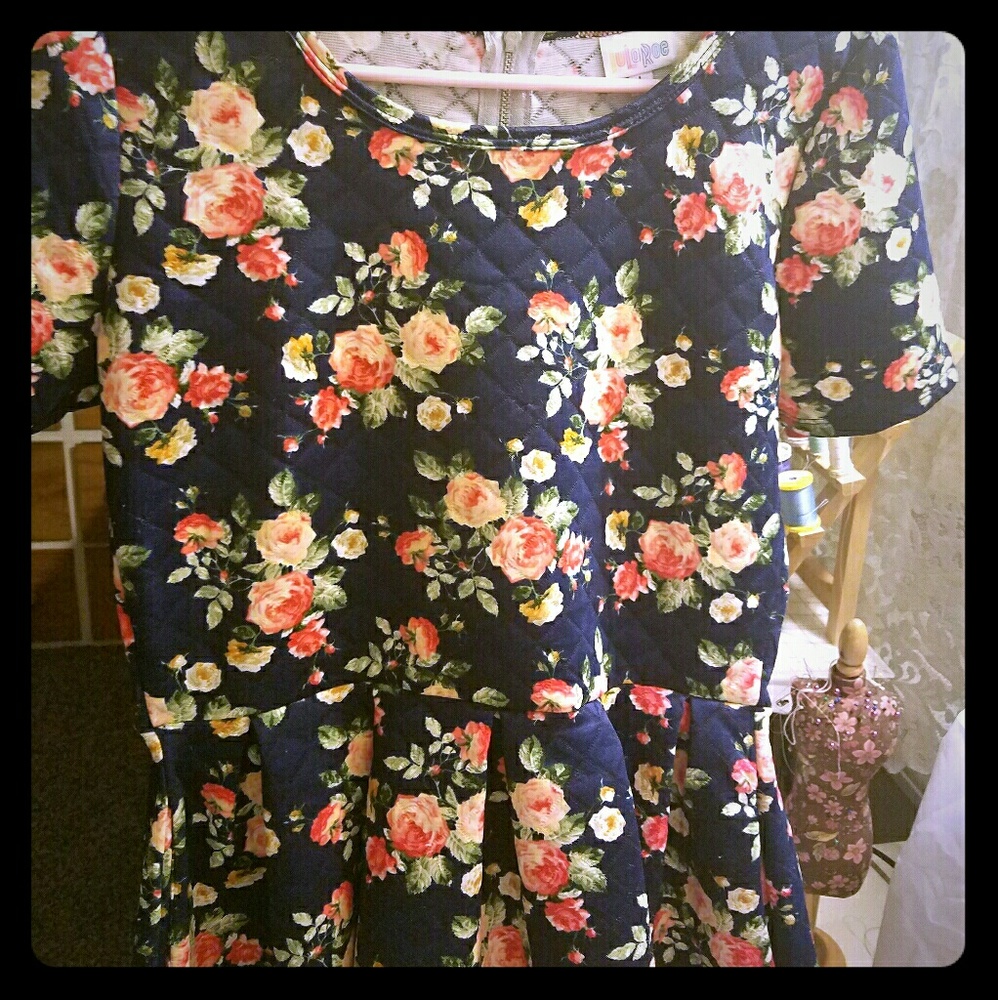 LuLaRoe Large Floral Vintage Retro Amelia