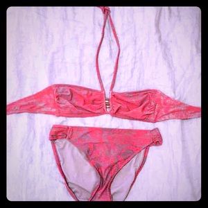 Mossimo Red/tan two piece swimsuit Sz M