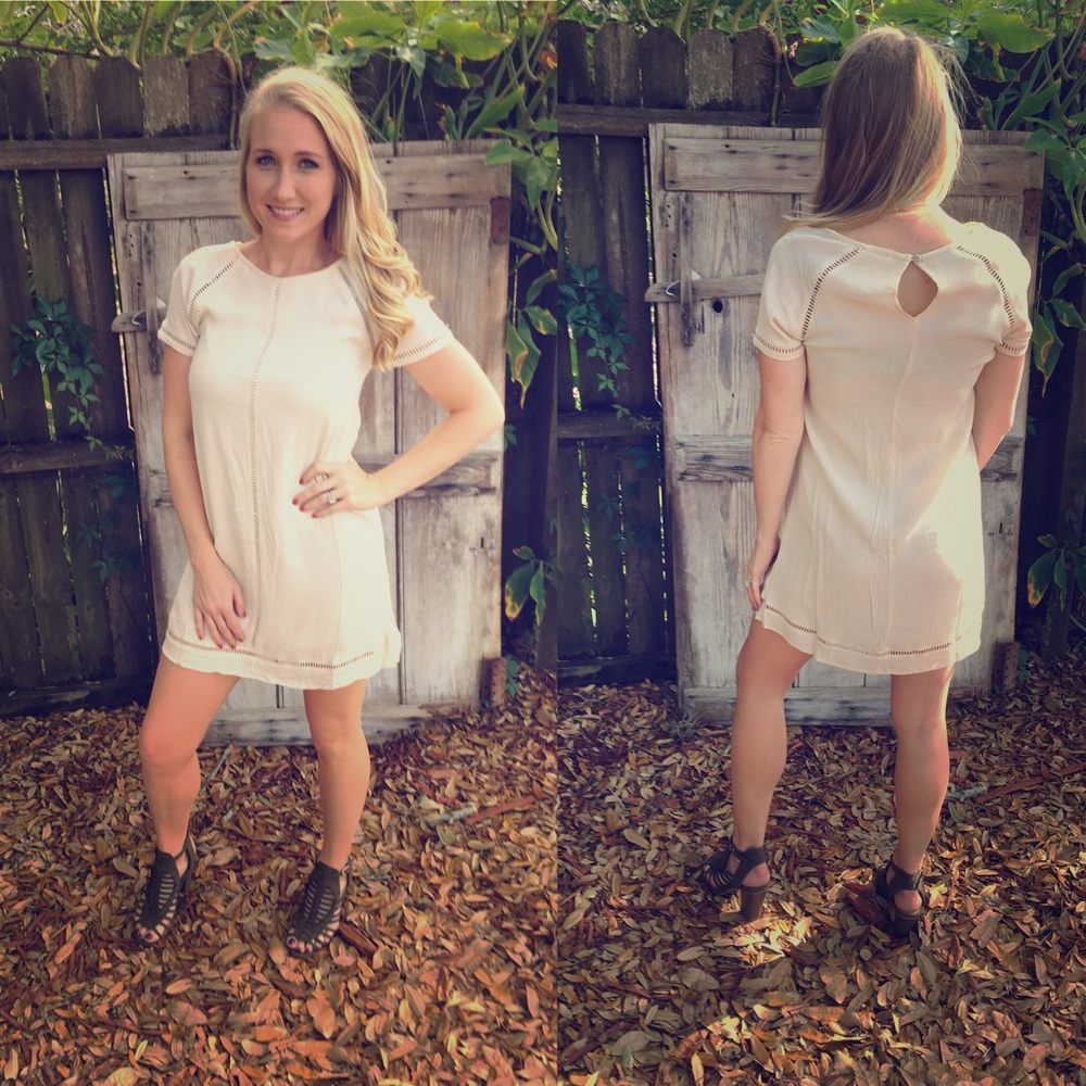 Cream cut-out trim dress