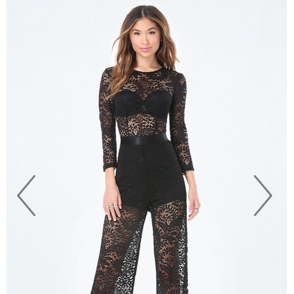 bebe lace jumpsuit