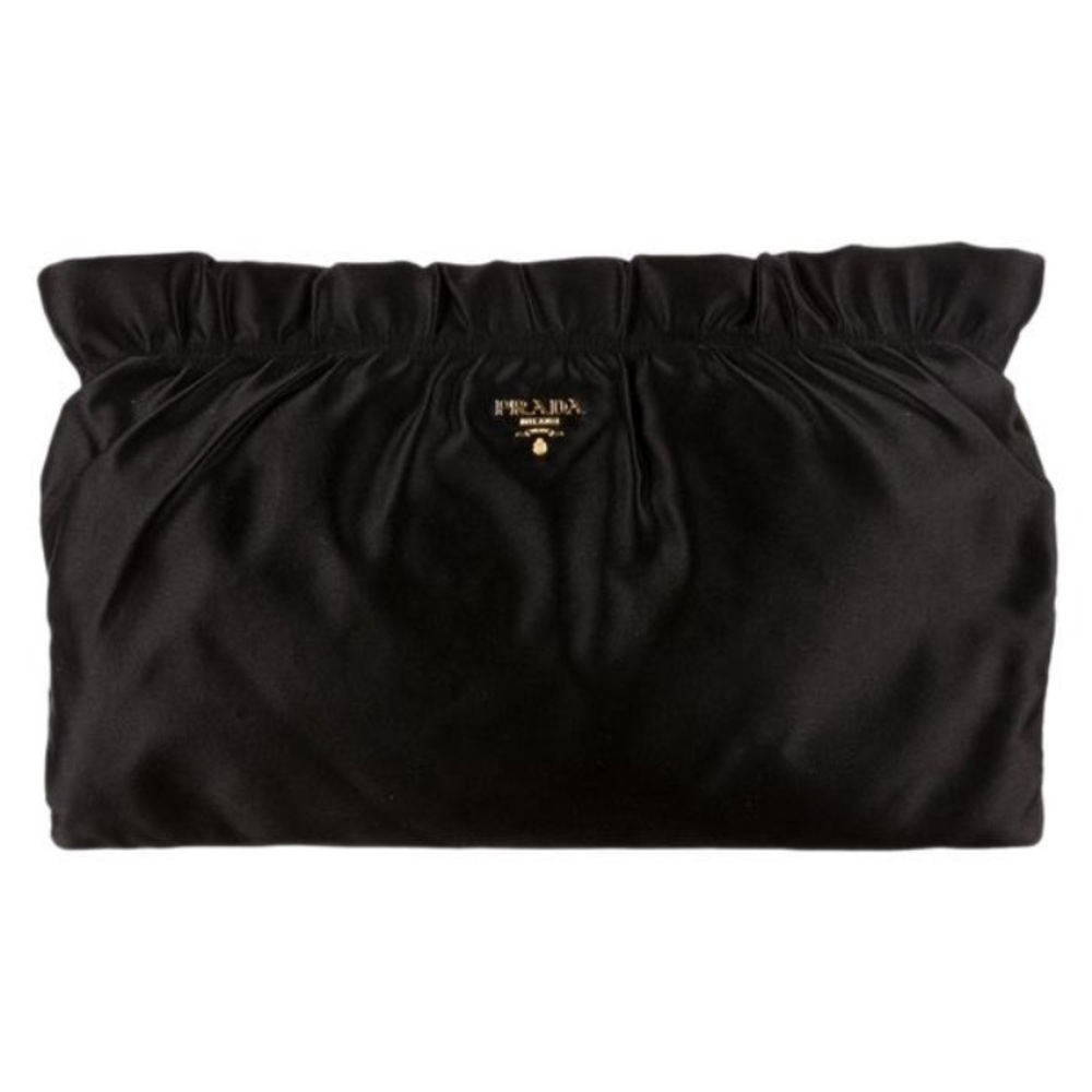 Authentic Prada Ruffle Satin Clutch Bag