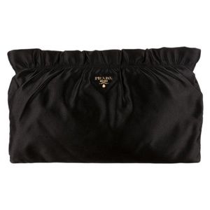 Authentic Prada Ruffle Satin Clutch Bag