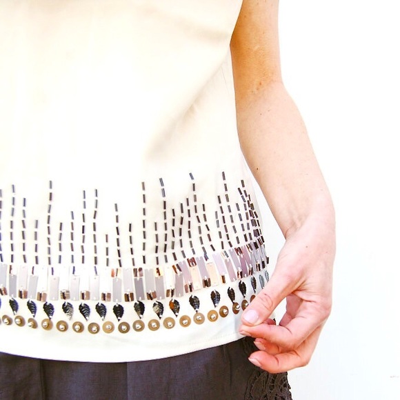 Story of My Dress Tops - Muir Beach Beaded Ivory Top