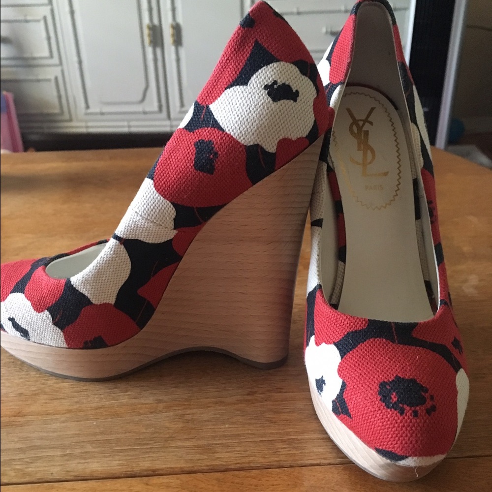 YSL floral wedges