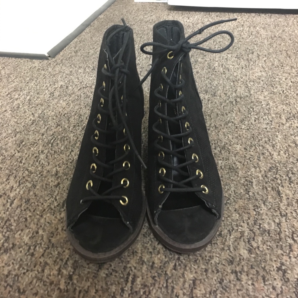 Black lace up booties